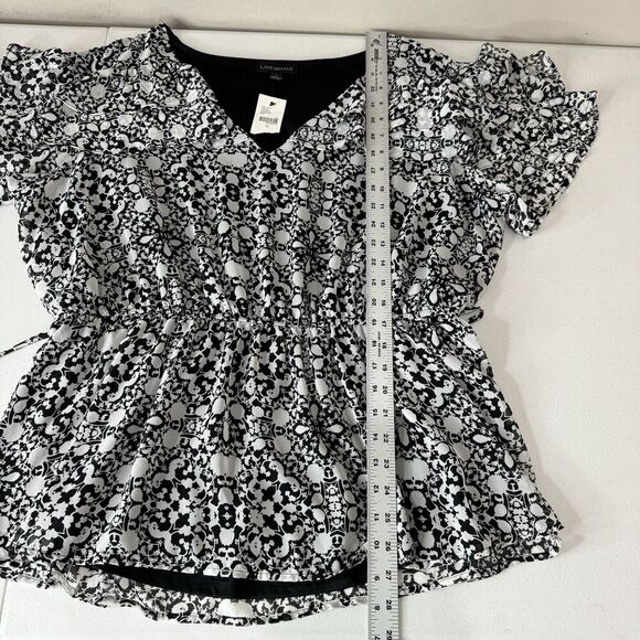Lane Bryant Womens Top 16 Black Floral Blouse Tiered Flutter Sleeve Feminine - Picture 6 of 15